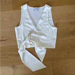 L’Academie - Wrap Side Tie Sleeveless Vest in White